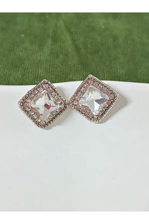 Gümüş Taşlı Kare Hafif Şık Kadın Küpe