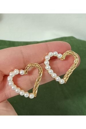 Gold Kalp İncili Şık Hafif  Kadın Küpe