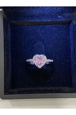 Çelik pembe ayarlanabilir yüzük Kadin yüzük kalpli yüzük