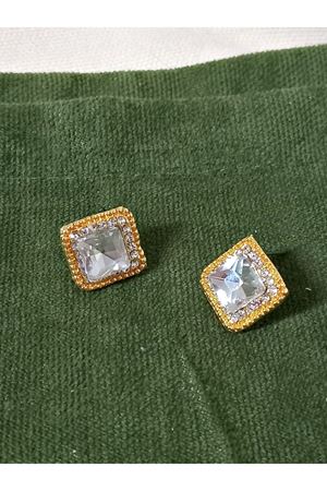 Gold  Taşlı Kare Hafif Şık Kadın Küpe