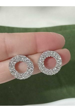 Gümüş Taşlı Yuvarlak Şık Kadın Küpe