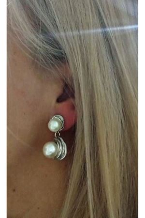 Gold Çift İncili  Şık Kadın Küpe