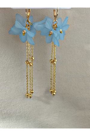 Pastel Pembe Çiçek Gold Sallantılı Uzun Kadın Küpe