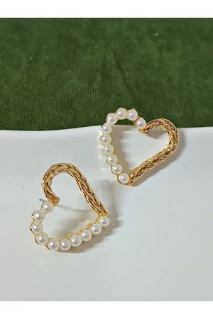 Gold Kalp İncili Şık Hafif  Kadın Küpe