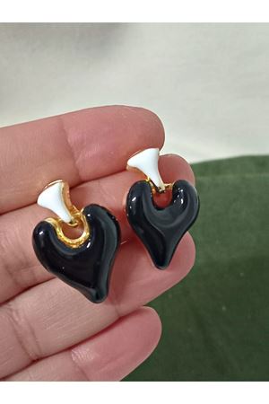 Siyah Mineli Kalp Hafif Şık Kadın Küpe