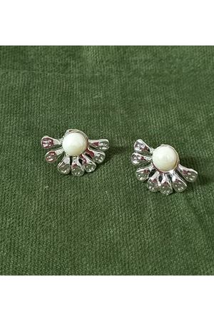 Gümüş Yarım Çiçek Şık Kadın Küpe