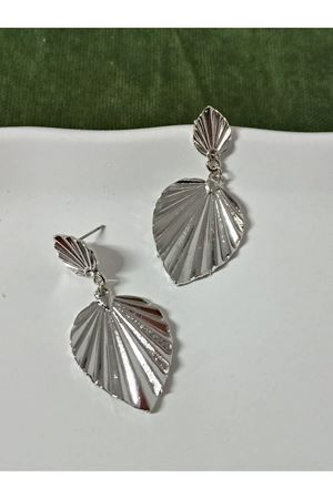 Gümüş Çift Yaprak Şık Kadın Küpe