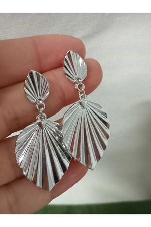 Gümüş Çift Yaprak Şık Kadın Küpe