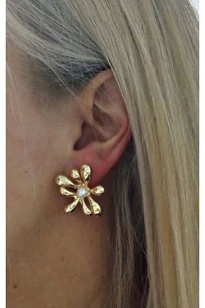 Gold İncili Şekilsiz Şık Kadın Küpe