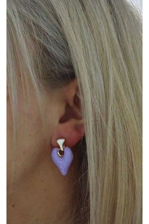 Lila Mineli Kalp Hafif Şık Kadın Küpe