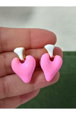 Pembe Mineli Kalp Hafif Şık Kadın Küpe