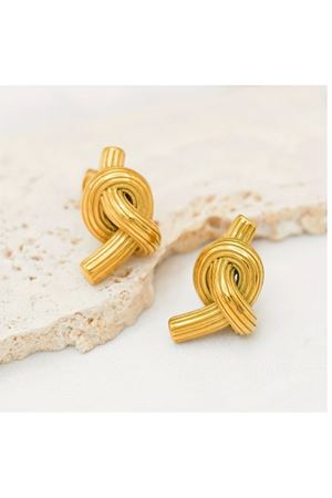 Gold Düğüm Şık Kadın Küpe