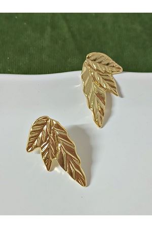 Gold Yapraklar Şık Hafif  Kadın Küpe