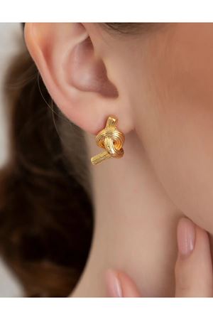 Gold Düğüm Şık Kadın Küpe