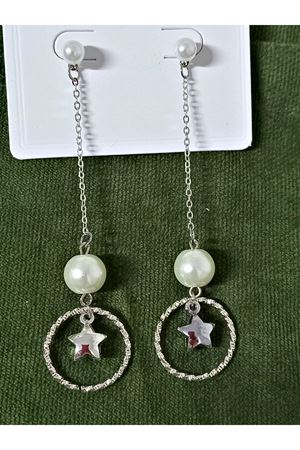 Gümüş, İnci Yıldız Sallantılı Hafif Şık Kadın Küpe