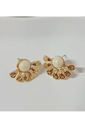 Gold Yarım Çiçek Şık Kadın Küpe