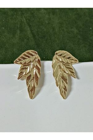 Gold Yapraklar Şık Hafif  Kadın Küpe