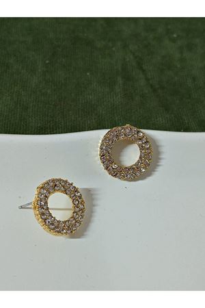 Gold Taşlı Yuvarlak Şık Kadın Küpe