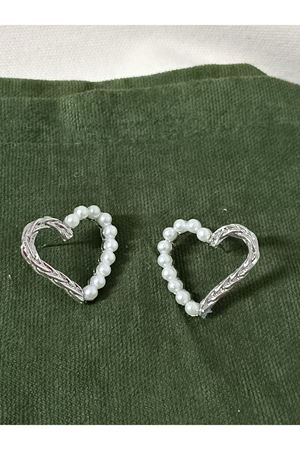 Gümüş Kalp İncili Şık Hafif  Kadın Küpe