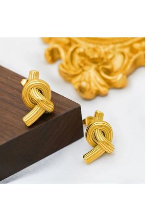 Gold Düğüm Şık Kadın Küpe