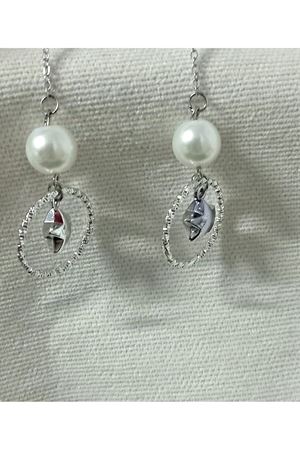 Gümüş, İnci Yıldız Sallantılı Hafif Şık Kadın Küpe