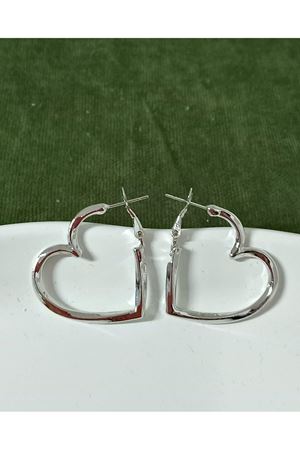 Gümüş Kalp Halka Hafif  Kadın Küpe