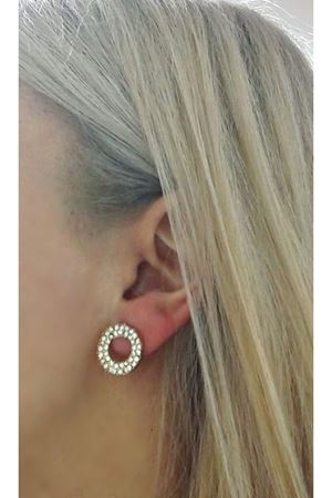 Gold Taşlı Yuvarlak Şık Kadın Küpe