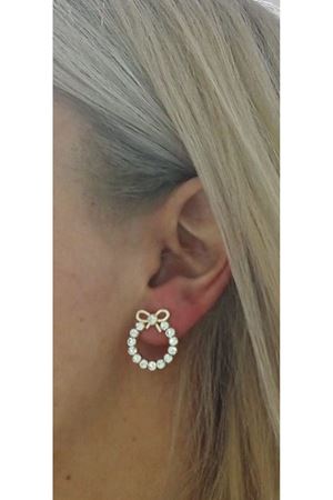 Gold Taşlı Fiyonk Yuvarlak Şık Kadın Küpe