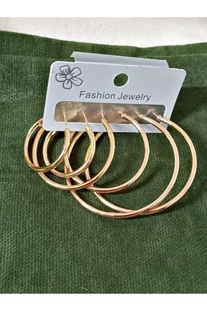 Gold İnce 6 lı Set, 3 Boy Halka Şık Kadın Küpe, Hafif