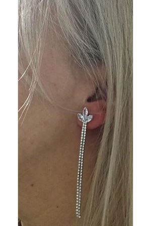 Gold İnce Taşlı Yaprak Uzun Abiye Kadın Küpe