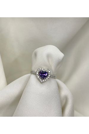 Kalpli Yüzük Çelik Mor Zirkon Taşlı Silver Ciddi I?llişki Yüzüğü