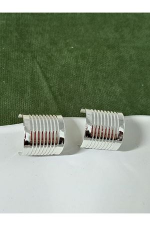 Gümüş C Şekilli Halka Hafif Şık Kadın Küpe