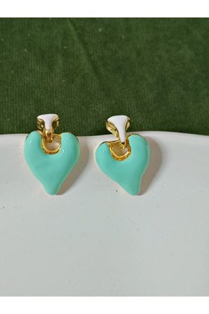 Mint Yeşili Mineli Kalp Hafif Şık Kadın Küpe