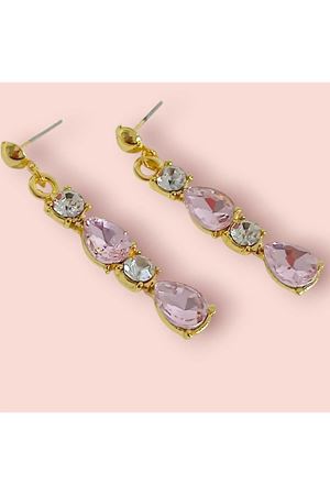 Pembe Kristal Taşlı Abiye Kadın Küpe