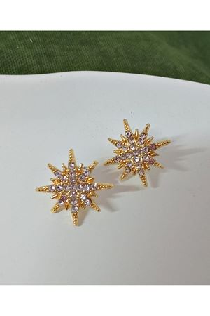 Gold Taşlı Yıldız Kadın Küpe