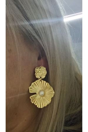 Gold İncili Büyük Sallantılı Şık Kadın Küpe