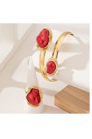 Barok Esintili Ayarlanabilir Bileklik Kelepçe Bilezik ve Yüzük Takımı, 2 Parça