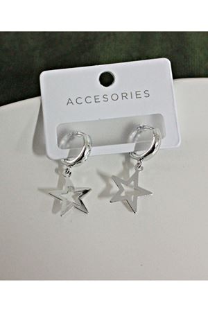 Gümüş Yıldız Sallantılı Halka Kadın Küpe