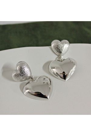 Gümüş Çift Kalp Sallantılı Şık Kadın Küpe