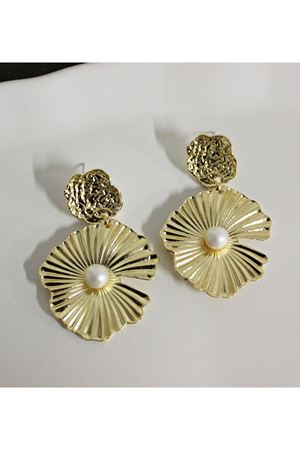 Gold İncili Büyük Sallantılı Şık Kadın Küpe