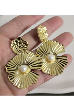 Gold İncili Büyük Sallantılı Şık Kadın Küpe