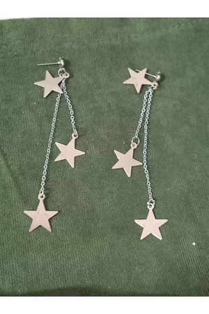 Gümüş Yıldız Sallantılı Uzun Şık Küpe