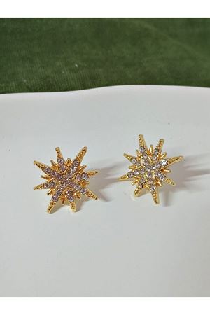 Gold Taşlı Yıldız Kadın Küpe