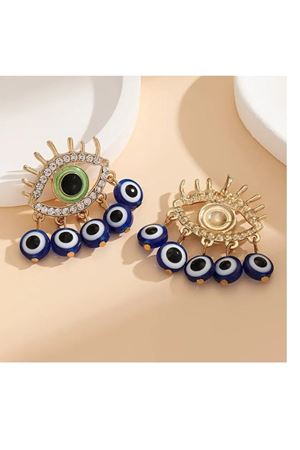 Nazar Boncuğu Çelik Çivili Kadın Küpe, Uzunluk:4,3cm