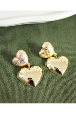 Gold Çift Kalp Sallantılı Şık Kadın Küpe