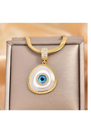 Çelik Nazar Boncuğu Gold Kadın Kolye, 40+5cm