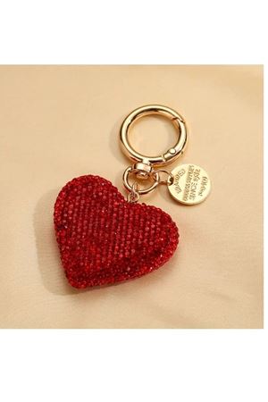 Kırmızı Kalp Taşlı (9CM) Çanta Süsü Aksesuarı Anahtarlık, Araba Süsü,çanta Charmı