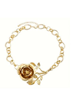 Gold Gül Model Şık Kadın Kolye, 44+7cm