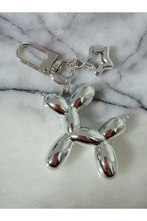 Balon Köpek Gümüş Anahtarlık, Çanta Süsü , Çanta Aksesuarı, Araba Süsü