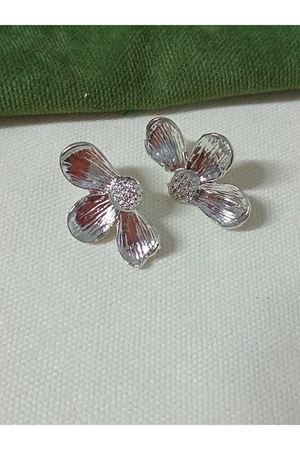 Gümüş Yarım Papatya Daisy Kadın Küpe